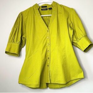 Woman's Green Stretch Feathers Blouse Size L